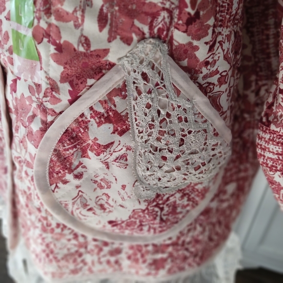 Womens Jacket Cardigan Red Lace Lagenlook NWT Fall Ruffled Crochet - Picture 8 of 10